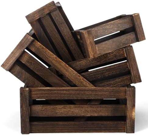 Barydat 5 Pack Wooden Crates for Display Storage, Dusty Brown, Rustic by home