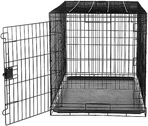 Amazon Basics Portable, Foldable Metal Wire Dog Crate with Removable Tray, Divider Panel, Easy to Assemble, for Large Dogs, 48 x 30 x 32.5 in, Black - Image 3