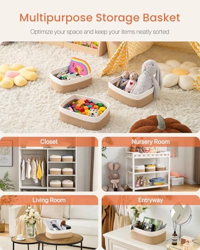 KALLAX Small Woven Storage Basket for Organizing, 13.5x9.5x5 inches, 3 Pack - Image 3
