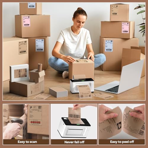 MUNBYN 4"x6" Brown Direct Thermal Printer Labels, 220 Sheets/Stack (Pack of 2) - Image 6