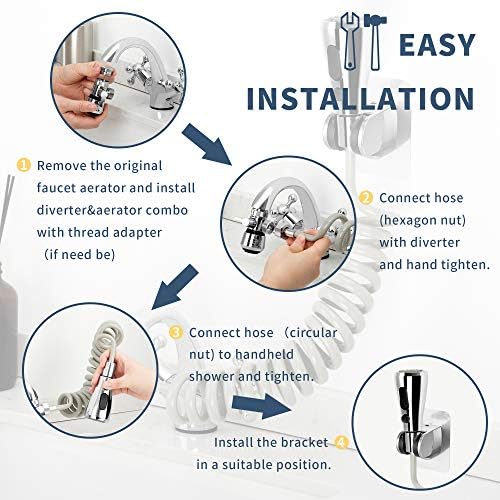CECEFIN Kitchen Sink Sprayer Hose Attachment for Faucet, 79" Recoil Hose - Image 6