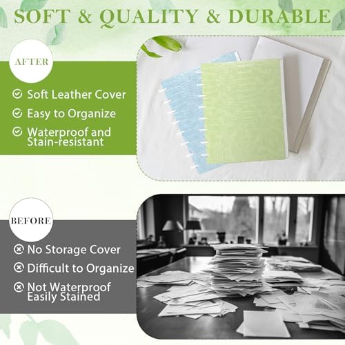 2 Pack Pu Leather 5.5x8.5in Discbound Notebook Cover And Disc Set Discbound Planner Cover With 16 Pcs Expansion Discs Junior Size Disc Bound Notebook Accessories(Blue&Green;No Inner Paper) - Image 4