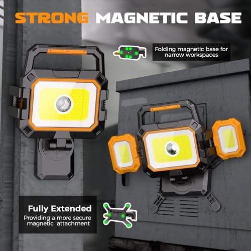 YZONI 4000LM Rechargeable LED Work Light, Magnetic Portable Shop Light - Image 3