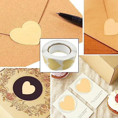 HAHIYO 1Inch 500Pcs Natural Brown Kraft Heart Shaped Stickers - Permanent Adhesive Dot Stickers for Jar Canning Label Price Tag Store Organizing - Image 5