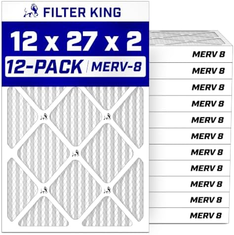 Filter King 12x27x2 Air Filter MERV 8, AC Furnace Filters (12-Pack) by FilterKing