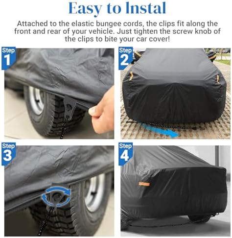 Hlogree 2PCS Car Cover Gust Straps Wind Protector,Bungee Cords Hook Clips - Image 5