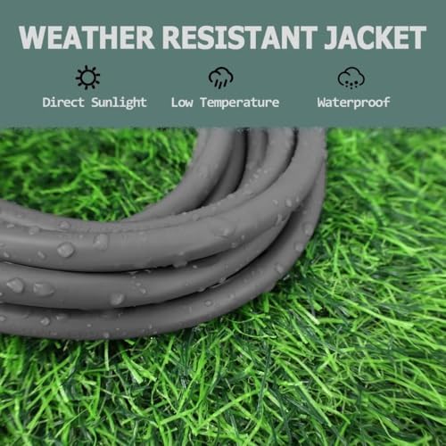 Indoor Outdoor Extension Cord 8 FT Waterproof, 16/3 Gauge Heavy Duty Gray Extension Cords, 13A 1625W SJTW Extension Cord with 3 Prong Grounded Plug, Great for Tools, Lights, UL Listed. - Image 4