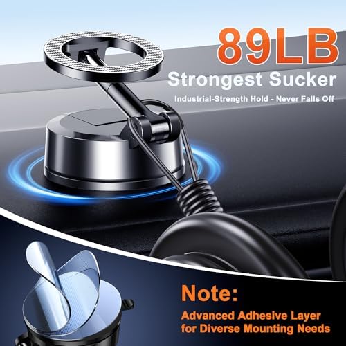 Qifutan for MagSafe Dash Mounted Holders Phone Holders for Your Car Phone Mount for Car Windshield Dashboard Universal Desk Mounts Hands Free Automobile Cell Phone Holder Fit for iPhone Smartphone - Image 2