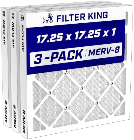 Filter King 17.25x17.25x1 Air Filter MERV 8, AC Furnace Filters (3-Pack) by FilterKing