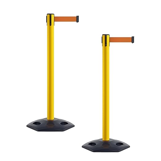 CCW Series WBB-200 Set of 2 Outdoor Safety Rubber Base Stanchion Retractable by Crowd+Control+Warehouse