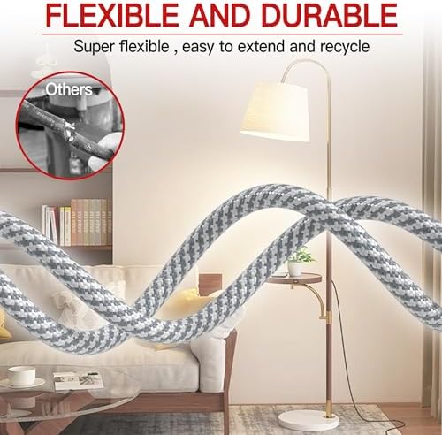 Skrizcable 16/3 6FT Flat Plug Braided Extension Cord, 3 Prong Power Cable - Image 6
