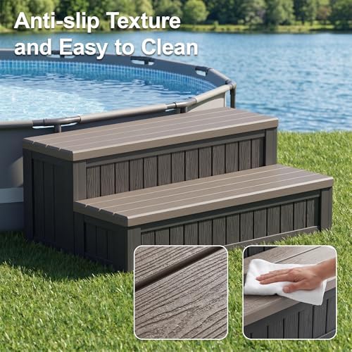 Fancyango Hot Tub Steps with Storage 36.6" L Two-Tone Gray & Black - Image 6