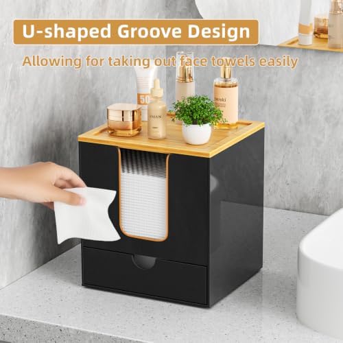 VITVITI Acrylic Disposable Face Towel Holder, Clean Container Box, Black - Image 3
