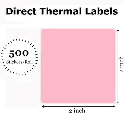 2" x 2" Thermal Labels Stickers Pink, Square Thermal Shipping Stickers - Image 2