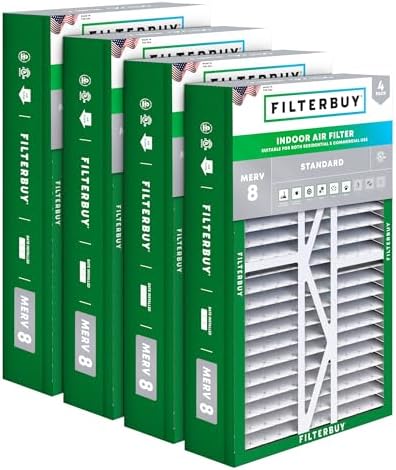 Filterbuy 17.5x27x5 Air Filter MERV 8 Dust & Allergy Defense (4-Pack) by Filterbuy