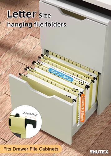 SHUTEX Plastic Hanging File Folder, 12 Pack, Letter Size, Cream Yellow - Image 2