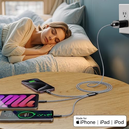 Multi Charging Cable 2ft 2Pack 3 in 1 Charger Cord, Short Multiple Cable - Image 2
