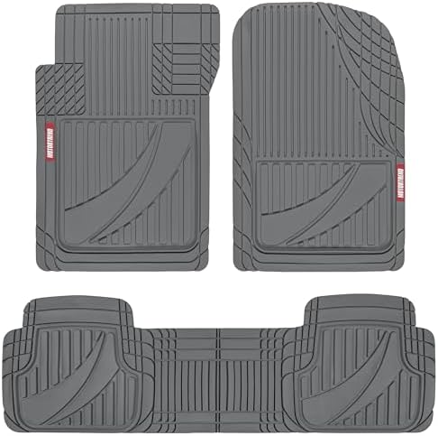 Motor Trend FlexTough™ Advanced Gray Rubber Car Floor Mats – Heavy Duty Trim to Fit All Weather Floor Mats for Cars Truck SUV - Automotive Car Interior Floor Liner Protection - Universal Fit by MotorTrend