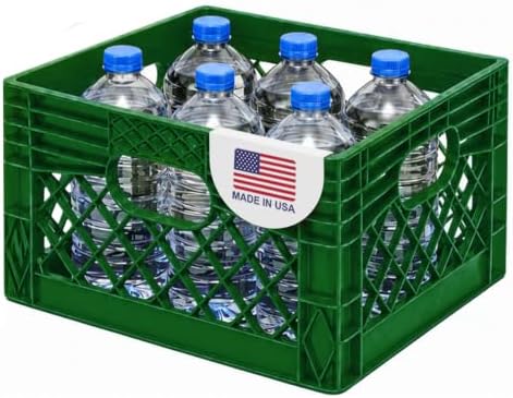 EconoHome Milk Crate - Stackable Storage Crate with Built-In Handles - Heavy Duty Plastic Material - Ventilated Organizer Bin for Garage, Pantry, Classroom, Office & Moving - Green, 13x13x11, 1-Pack by EconoHome