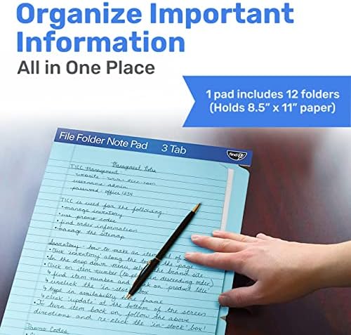 Find It File Folder Notepad - Pack of 12-9.5 x 12.5 Inch Notebook Organizer Folders for Filing, Document, and Clipboard Organization - Blue - Image 2