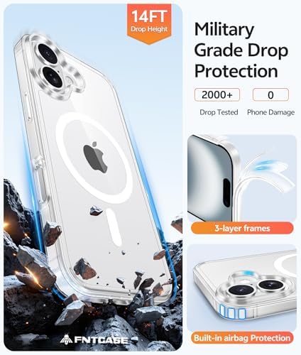 FNTCASE for iPhone 16 Case Clear,Fit for Magsafe, Screen Protector - Image 5