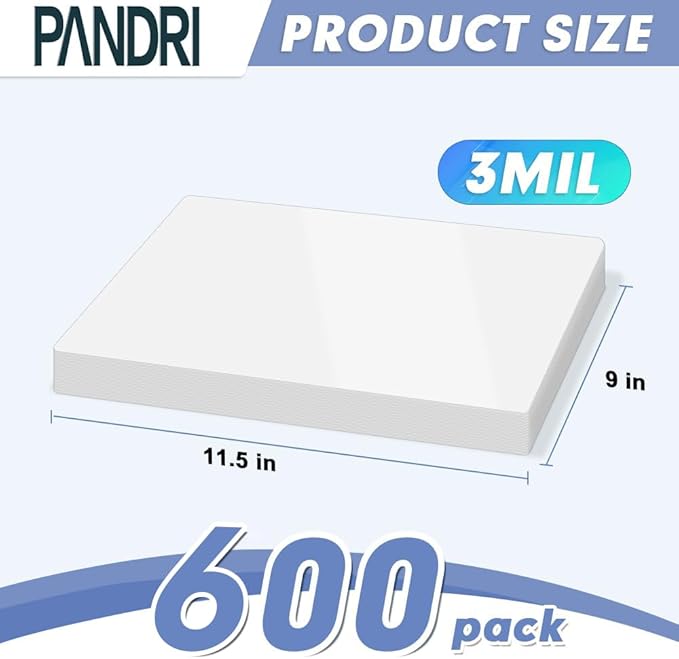 Laminating Sheets, PANDRI 600 Pack Thermal Laminator Pouches Holds 8.5 x 11 Inch - Image 2