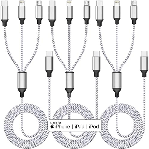 Multi Charging Cable 4ft 3Pack 3 in 1 Charger Cord, Multiple Usb C Cable - Image 2