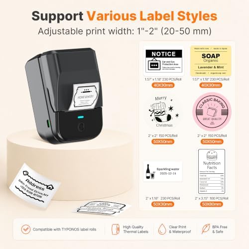 PM240 Label Maker Machine with 3 Tapes, Label Printer Black, Set 1 - Image 4