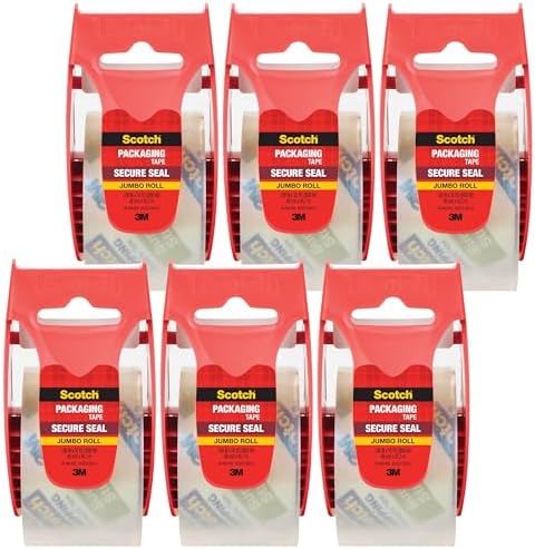 Scotch Secure Seal Ultra Clear Packaging Tape, 6 Rolls Clear Packing Tape for Lighter Shipping Boxes, 1.88 in x 50 yd, Transparent Carton Sealing Tape for Shipping, Mailing, Moving and Storage Boxes by ScotchBrand
