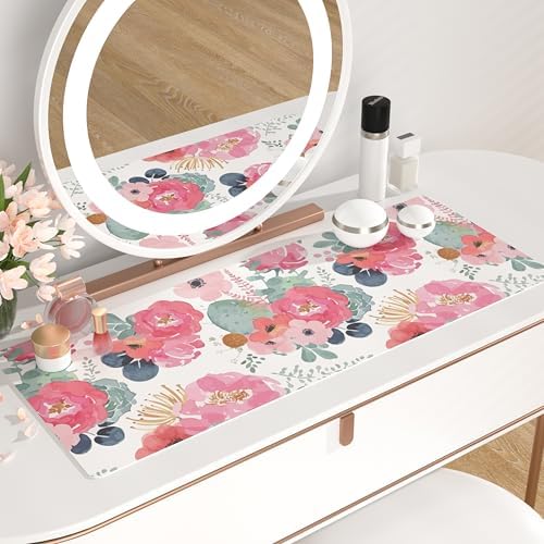 QIYI PU Leather Large Mouse Pad, Waterproof Desk Mat, 31.5" x 11.8", Peony - Image 6