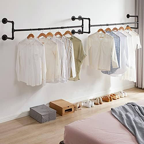 IBUYKE 50" Industrial Pipe Clothes Rack Wall Mounted, Black, TYJ002H - Image 3