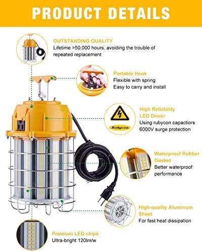 LED Temporary Work Light 150W 18000LM 5000K LED Construction Lights (Pack of 2) - Image 3