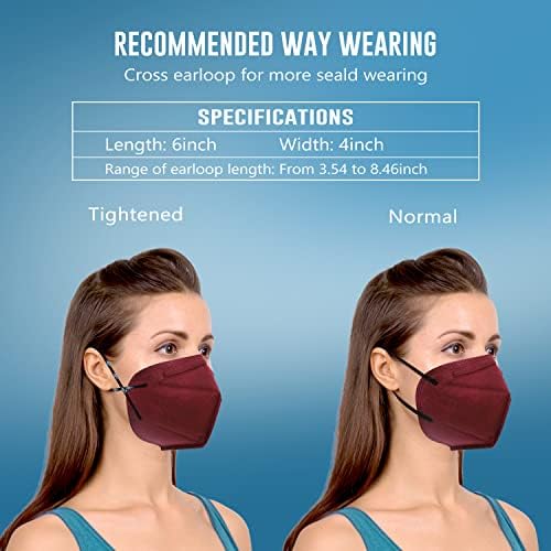 WWDOLL KN95 Face Mask 50 Pack, 5-Layers Breathable KN95 Masks, Red - Image 6