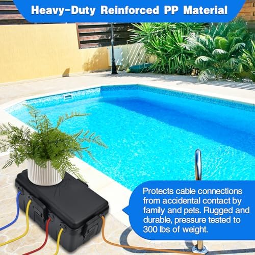 Hrensaw Medium Outdoor Electrical Box(10.6x5.5x4.5inch),IP54 Waterproof Extension Cord Cover w/6 Cable Entry,Weatherproof Connection Box Protect Power Strip,Timer,Plug,Holiday Lights,Black - Image 4
