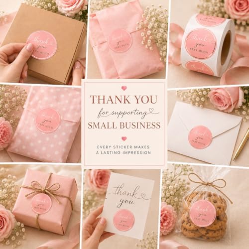 Thank You Stickers, 500 Blush Pink Round, 1.5 Inch - Image 7