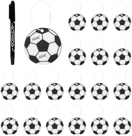 19 Pcs Soccer Luggage Tags, Soccer Party Favors Suitcase Labels with Pen, Metal Ring Name ID Card and DIY Pocket for Sports Team Travel Baggage Identifiers for Men Women by Unknown