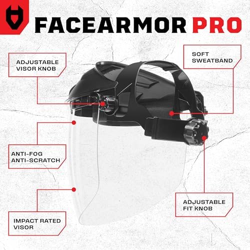 NoCry Premium Safety Face Shield for Grinding and Cutting — Clear Anti-Fog, Impact Resistant Visor and Adjustable Headgear — ANSI Z87.1 Certified for Industrial Use — Washable Sweatbands Included - Image 2