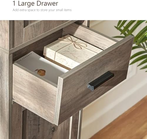 usikey 67'' Tall Storage Cabinet, Narrow Bathroom Floor Storage Cabinet with 4 Shelves & 2 Doors, for Bathroom, Living Room, Rustic Gray - Image 7