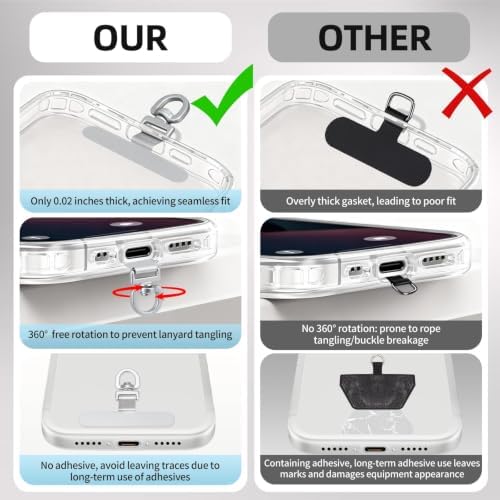 Yojaro 360° Rotating Stainless Steel Phone Tether Tab (3-Pack) - Universal for iPhone & Other Phones (Fits Wristbands/Necklaces/Crossbody Straps) - Image 3