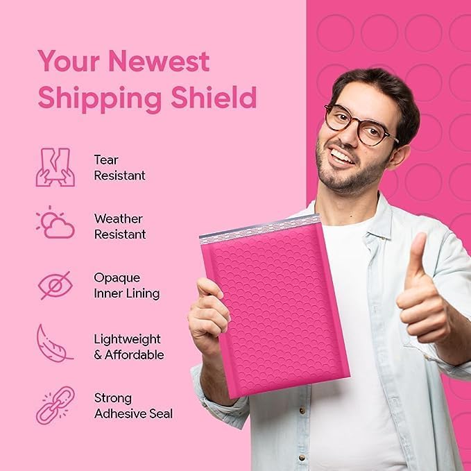Hot Pink 14.25x20 Inch Poly Bubble Mailers #7 | Self Seal Large Padded - Image 5
