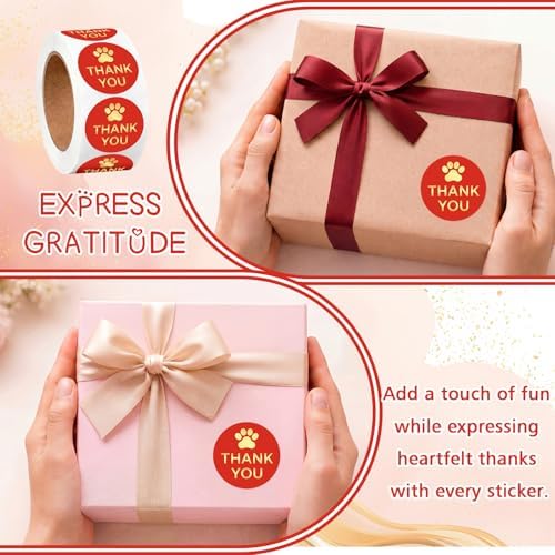 500 Pcs Thank You Dog Stickers Dog Paw Print Thank You Stickers for Shipping Mailers, Bags, Boxes, Tags, Greeting Cards, Present for Sealing and Decoration(Red) - Image 4