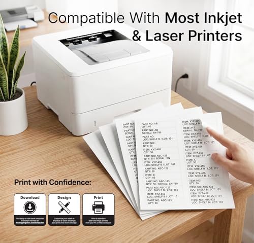 3 7/16" X 2/3" Matte White Printable Labels (250 Sheets, 7500 Stickers) - Image 3