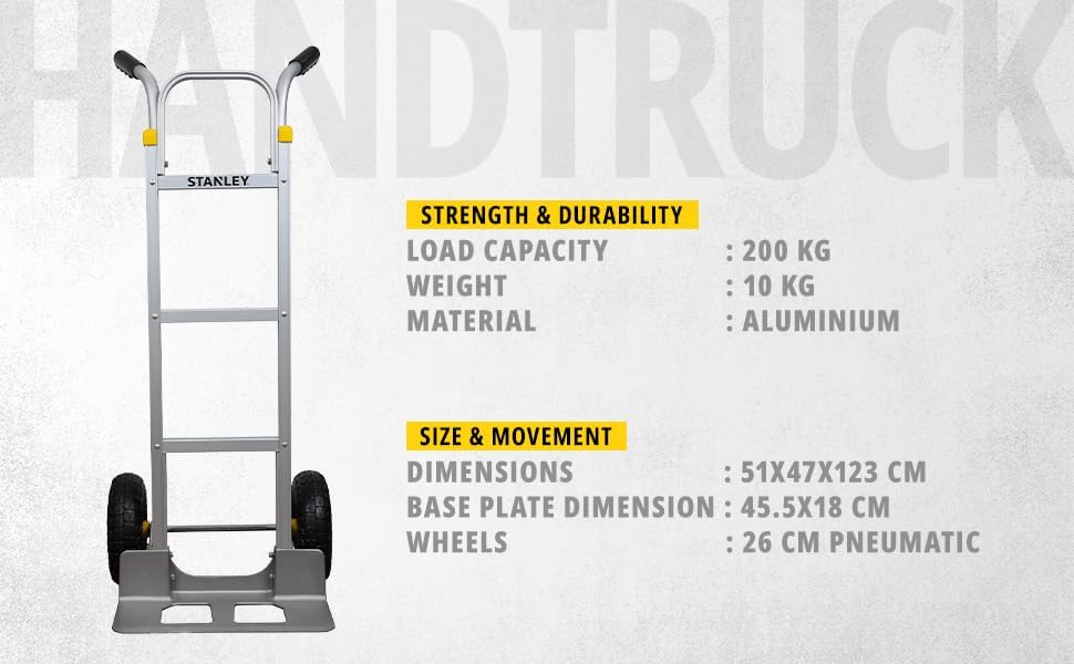 Stanley Aluminium Hand Truck-200KG, Silver, SXWTI-HT513 - Image 3