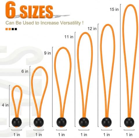 30 Pack Ball Bungee Cord, Heavy Duty Bungie Cord Balls (9",Orange) - Image 3