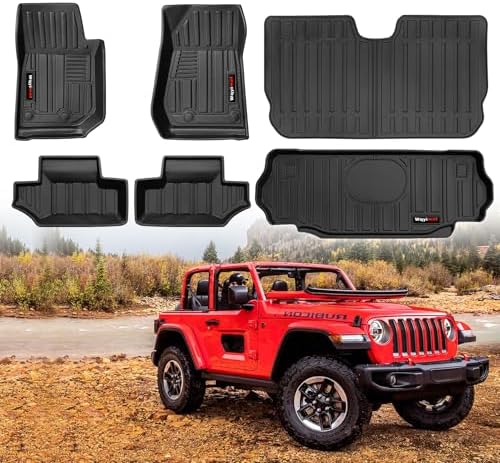 Custom for 2007-2018 Jeep Wrangler JK 2 Door Floor Mats & Trunk Cargo Liner & Backrest Mat TPE All Weather Car Liners Accessories (for 2007-2018 Jeep Wrangler JK 2 Door Full Set) by Wqyimat