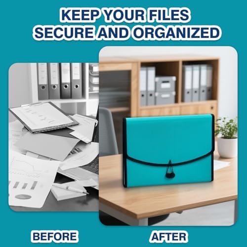 H4D 13-Pocket Accordion File Organizer, Expanding File Folder, Teal - Image 6