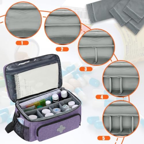 GDNasist Medicine Storage Bag, Medical Bag Pill Bottle Organizer Empty - Image 6