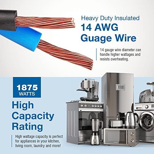 Appliance Extension Cord - 20ft Heavy Duty Gray Extension Wire, Appliance - Image 4