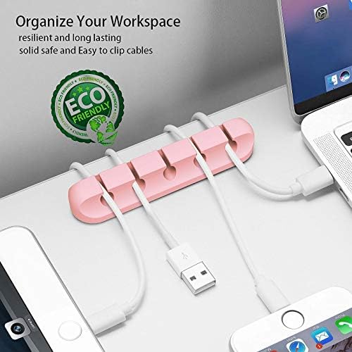 TviewSmart Cord Organizer for Desk, 5 Pack Cord Holders, Cable Clips, Pink - Image 2