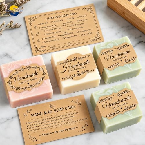 Brown Kraft Soap Labels 120pcs, Handmade Soap Wrap Tags - Image 4
